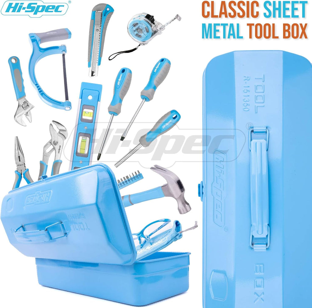 33 Piece Blue Tool Kit Set with Metal Box D602932