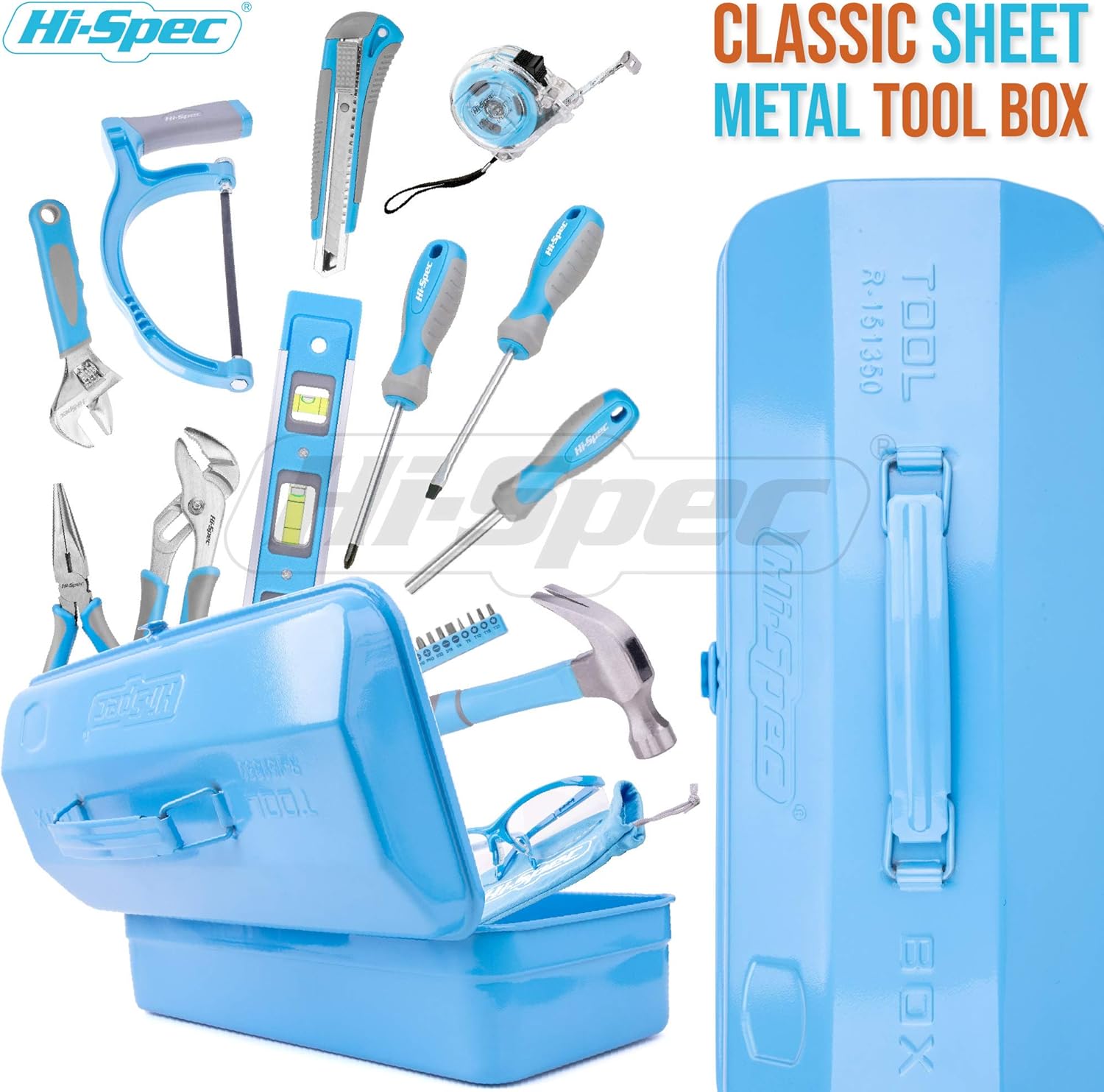 33 Piece Blue Tool Kit Set with Metal Box D602932