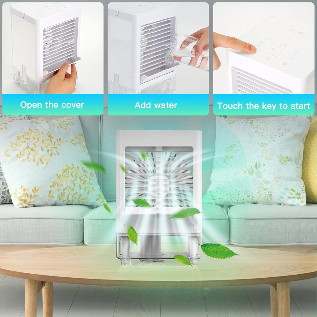 Portable Evaporative Air Cooler Fan, 5000mAh Rechargeable, Pack of 2 B889949
