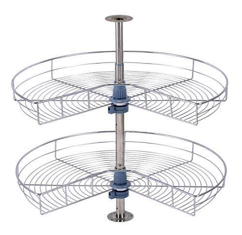 Chrome Lazy Susan Double Rack Kitchen Cabinet 2 Shelf Set V59256