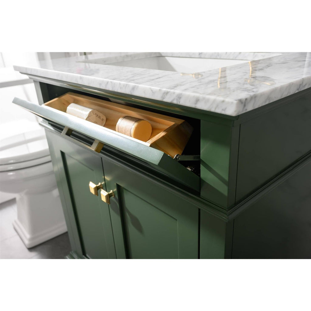 30x22 Green Finish Sink Vanity Cabinet with White Top I301514
