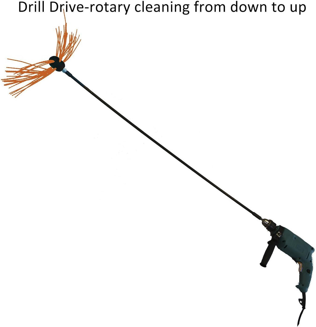 Chimney Brush 33ft Nylon Flexible Rods Cleaning Tool Kit 10 Rods Extra Head X980