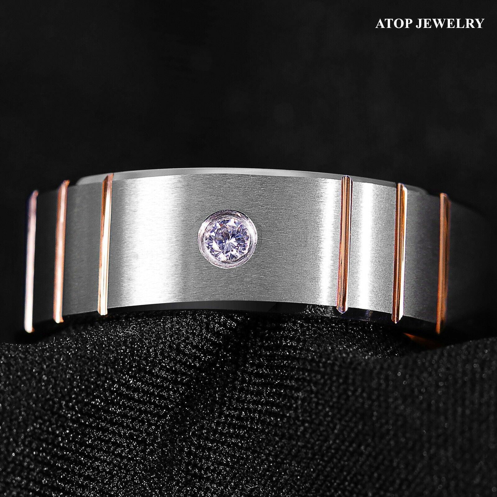 6mm Brushed Silver Rose Gold Tungsten Rings K524