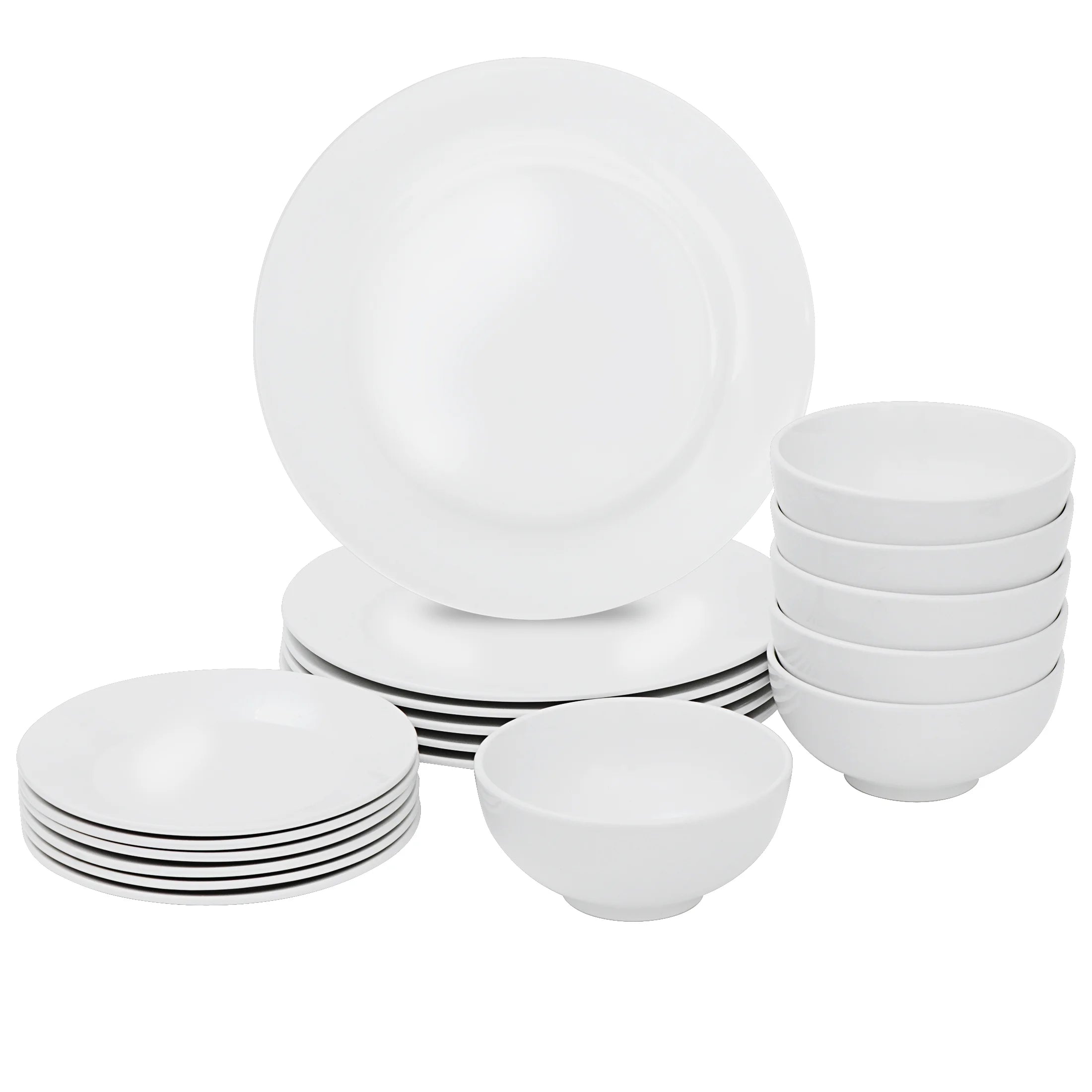 White 18 Pc Dinnerware Set for 6 S15446