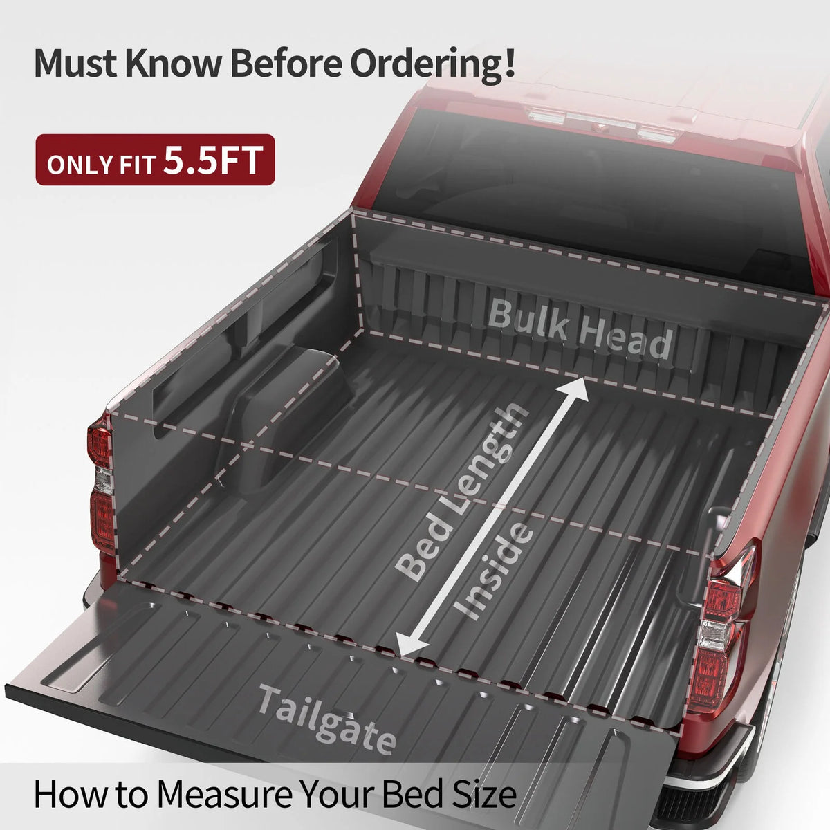 5.5ft Soft 4 Fold Truck Bed Tonneau Cover V212755