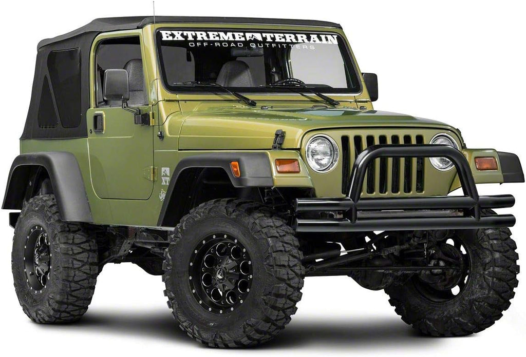 Gloss Black Double Tubular Front Bumper with Classic Over-Rider Hoop Y75237