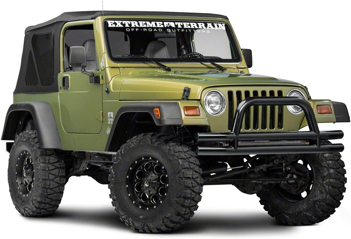 Gloss Black Double Tubular Front Bumper with Classic Over-Rider Hoop Y75237