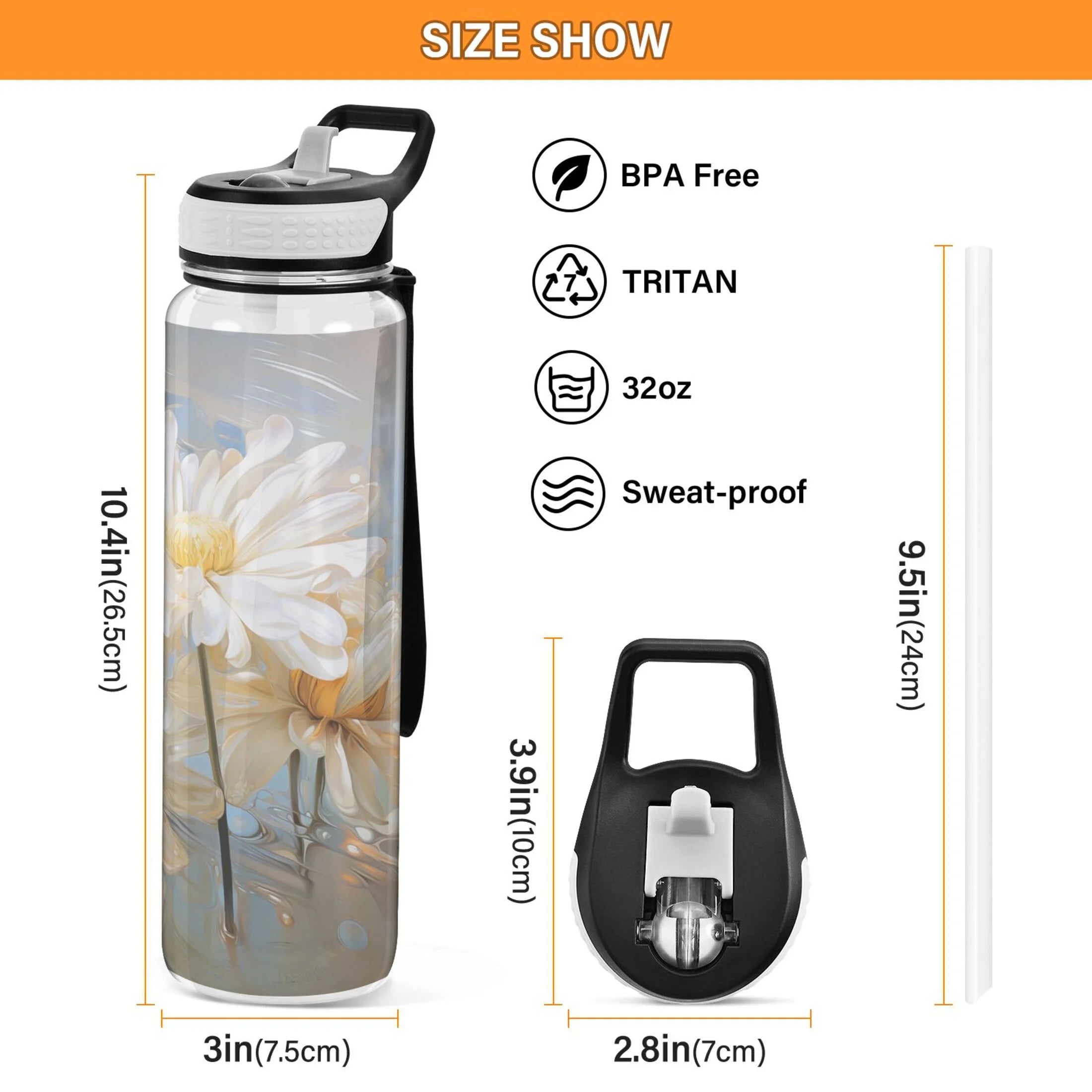 Clear Tritan 32oz Water Bottle with Straw T27020