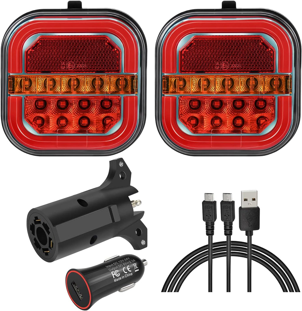 2 Pcs Rechargeable LED Magnetic Trailer Lights Kit S596