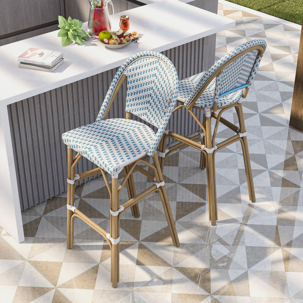 Natural Tone Patio Bar Chairs (Set of 2) Q21302