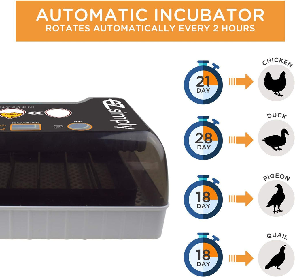 Egg Incubator with Automatic Egg Turning and LED Egg Candler M634584