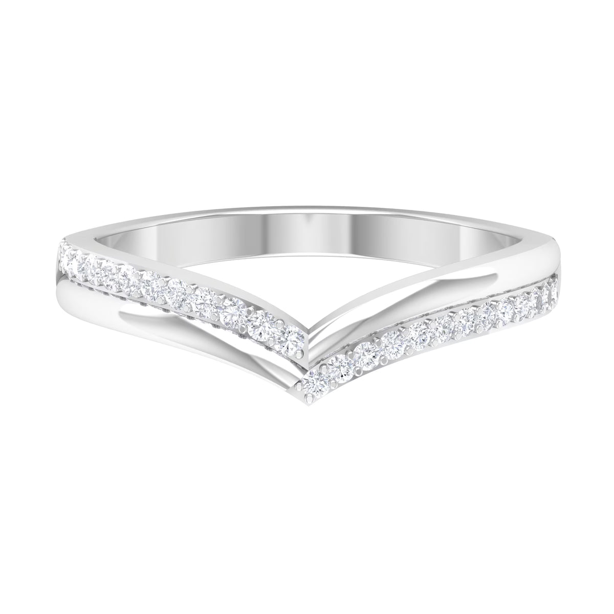 1/4 CT Diamond Chevron Ring in Pave Setting, 925 Sterling Silver G3128