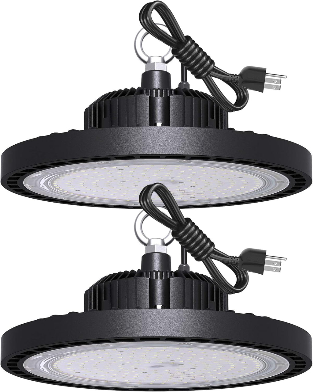 2 Pcs UFO LED High Bay Light, 150W, 21000 LM, 5000K Daylight, IP65 Waterproof, Non-Dim, 5ft Cable with US Plug Y394