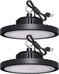 2 Pcs UFO LED High Bay Light, 150W, 21000 LM, 5000K Daylight, IP65 Waterproof, Non-Dim, 5ft Cable with US Plug Y394