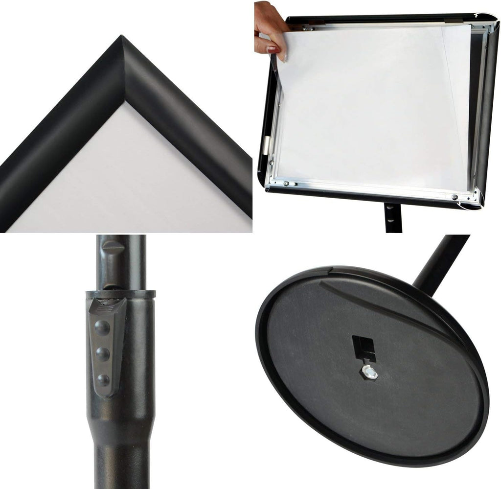 Black Pack of 2 Adjustable Aluminum Floor Standing Sign Holder A7334