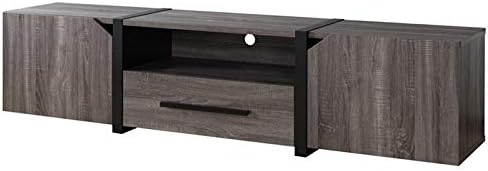 Rustic Wood 81.5-Inch TV Stand in Distressed Gray I5086