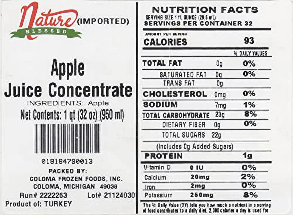 Pure Fruit Juice Concentrate, 2 Quarts (2/32 Fl Oz Bottles) B894