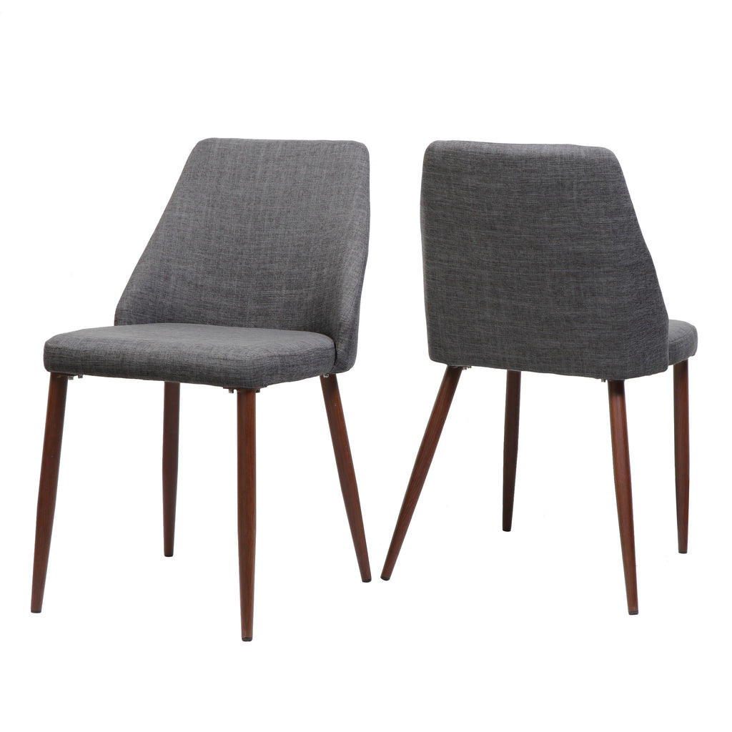 Light Grey Fabric Dining Chairs with Wood Legs, Set of 2 E13163