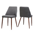 Light Grey Fabric Dining Chairs with Wood Legs, Set of 2 E13163