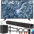 65 Inch 4K LED UHD Smart TV Bundle with Soundbar, Subwoofer, Wall Mount, HDMI Cables T43474