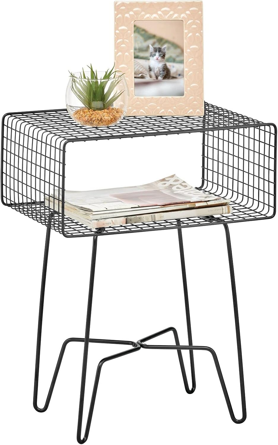 Industrial Side Table with Storage Shelf K2124