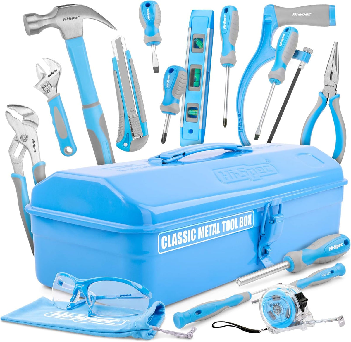 33 Piece Blue Tool Kit Set with Metal Box D602932