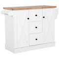 White Wooden Mobile Kitchen Island Cart with Drawers and Wheels D583