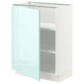 White High Gloss Light Turquoise Base Cabinet with Shelves I7988