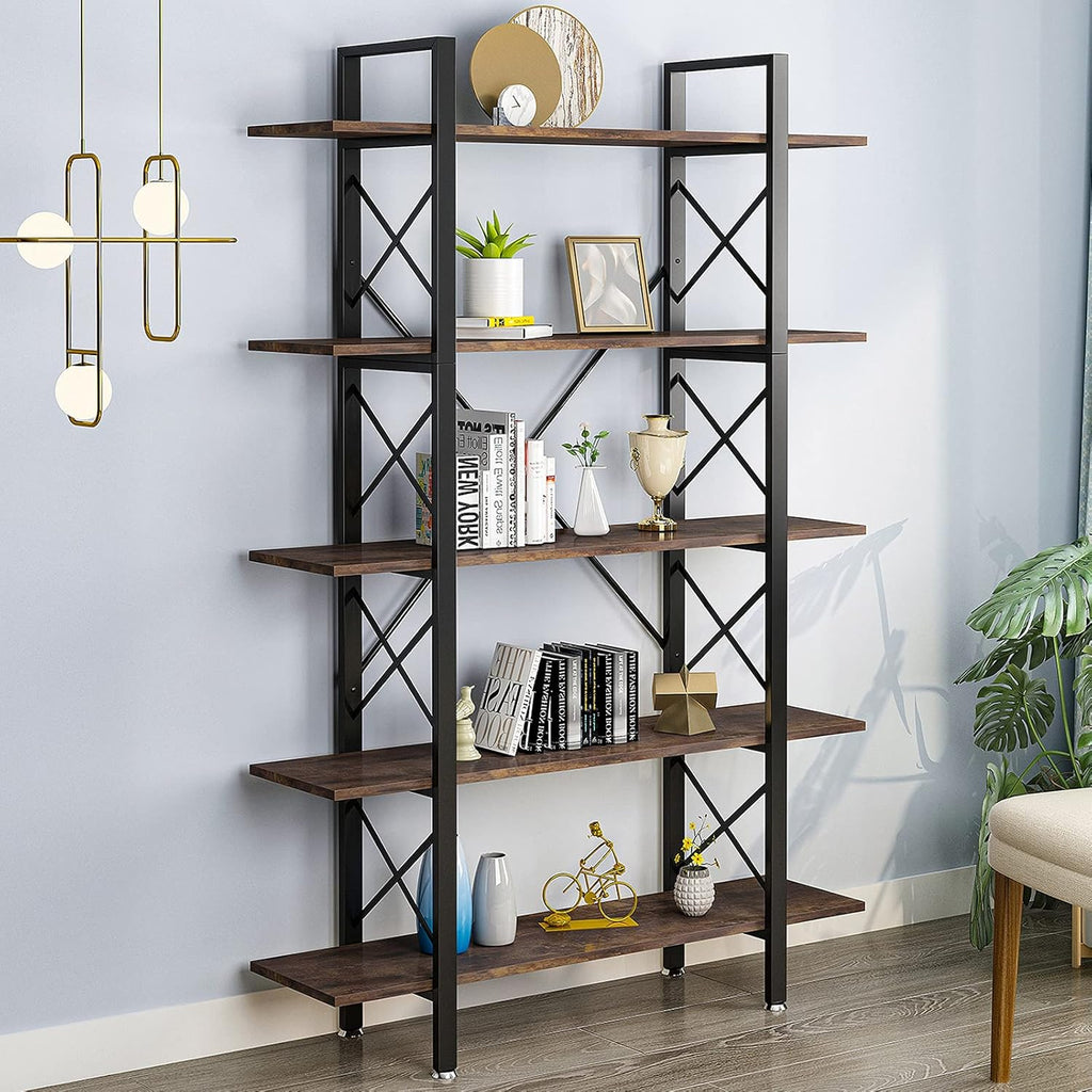 Retro Brown 5 Tier Open Bookshelf G352868