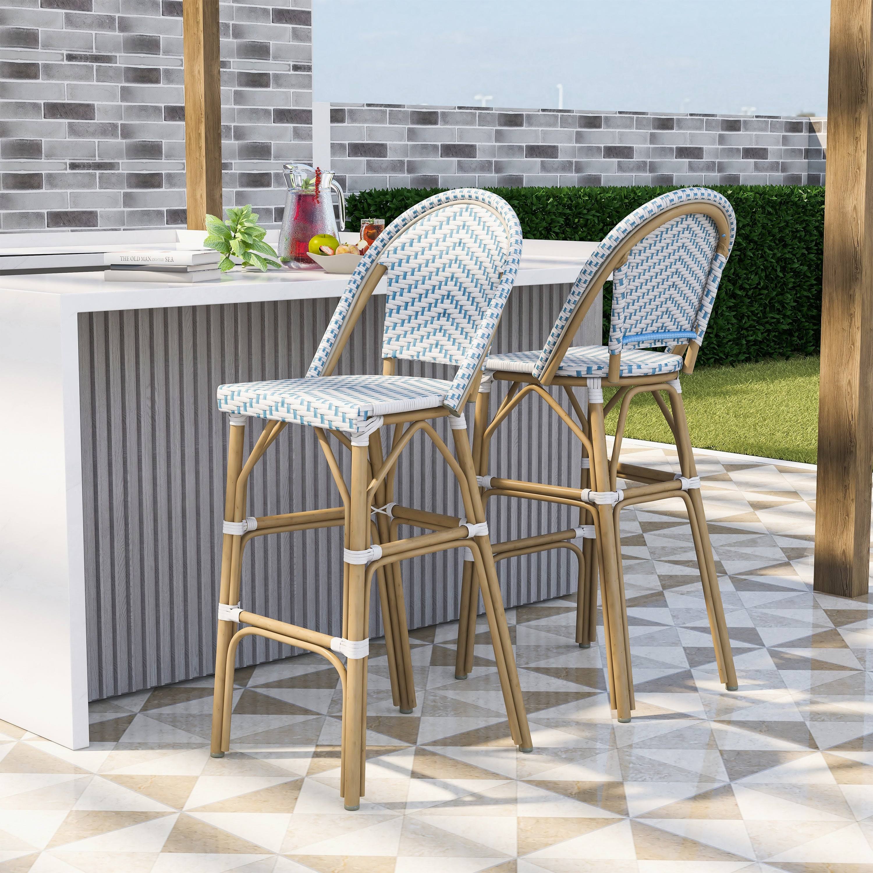 Natural Tone Patio Bar Chairs (Set of 2) Q21302