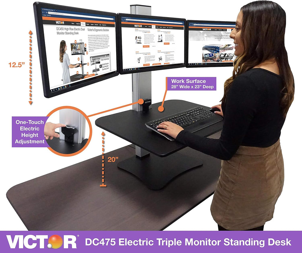 Electric Triple Monitor Standing Desk Converter O4015