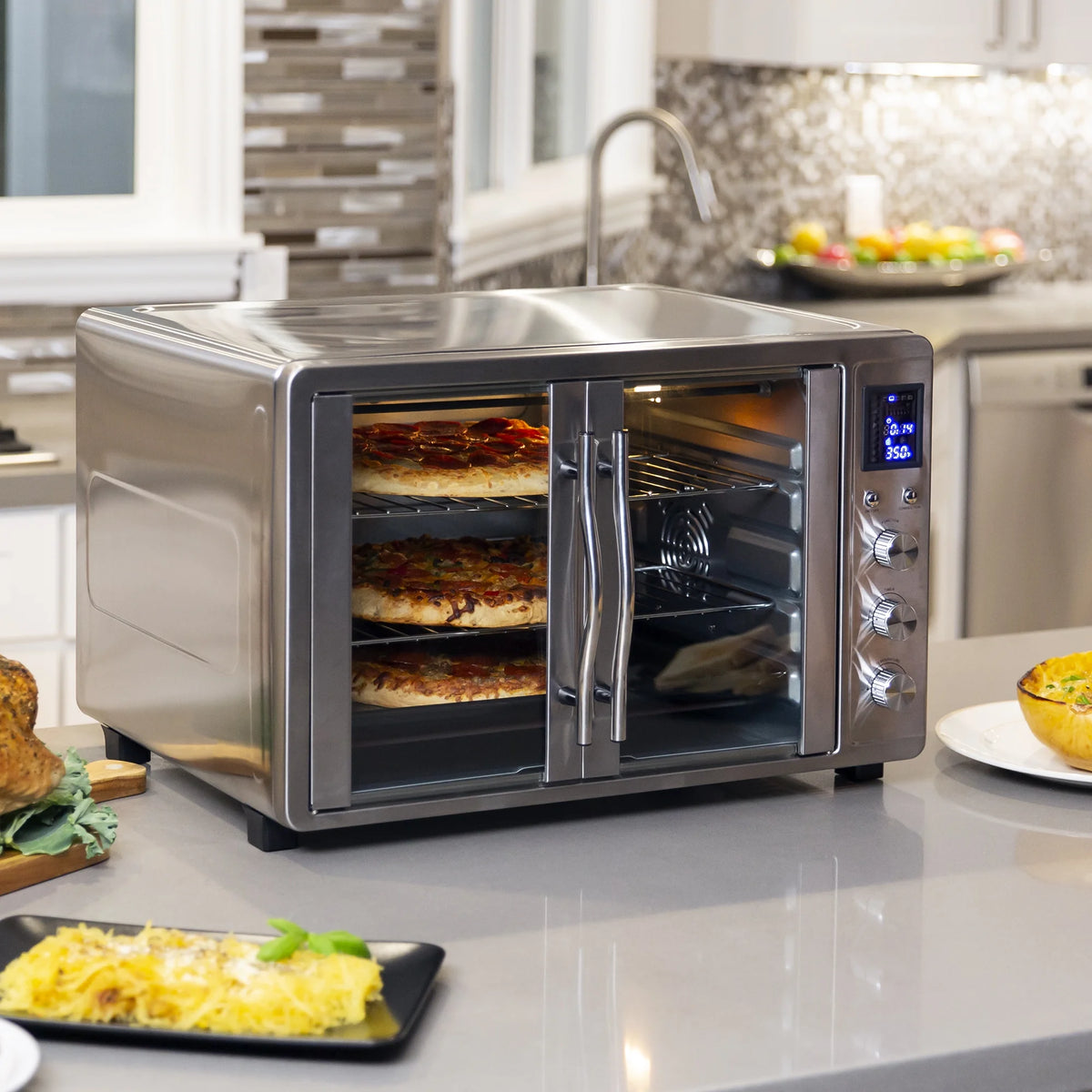 55L 1800W Countertop Turbo Convection Toaster Oven with French Doors Q245618