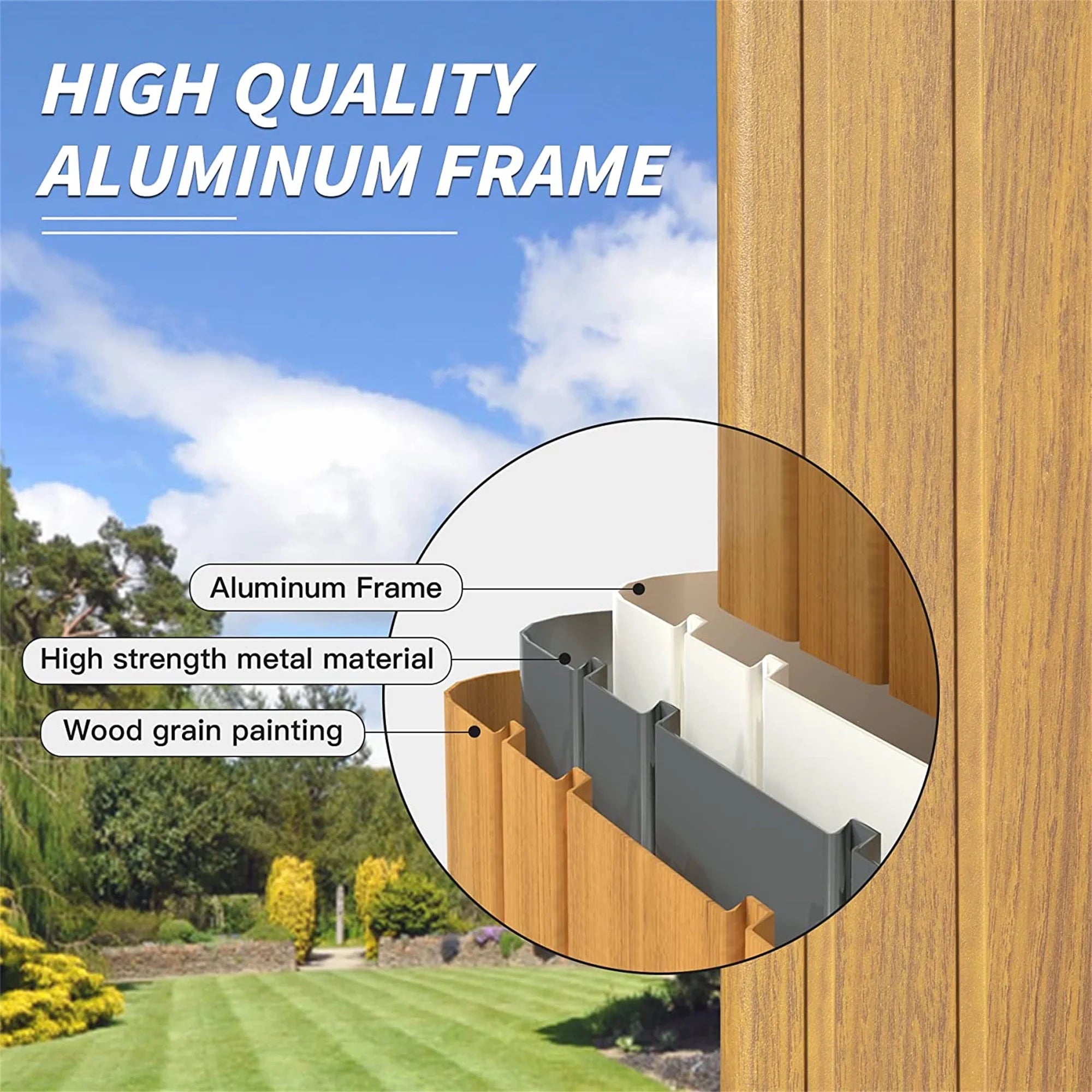 Galvanized Steel Gable Roof Gazebo with Wood Grain Aluminum Frame S46921
