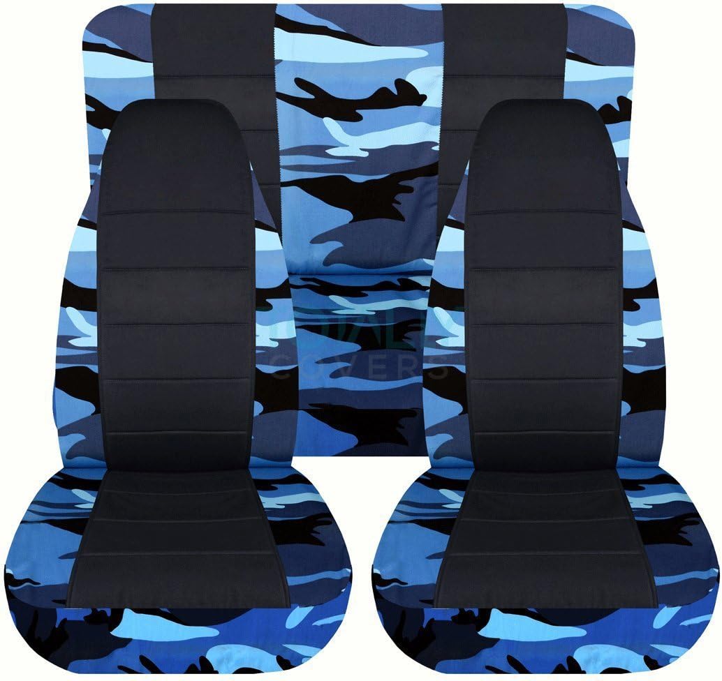 Camo & Black Seat Covers Full Set Front Rear 2-Door D271