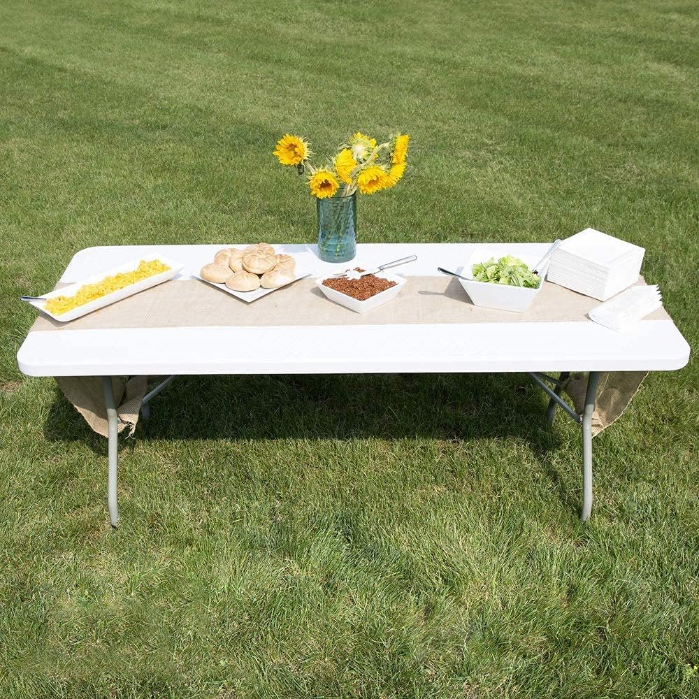White Folding Plastic Dining Table with Handle S756155