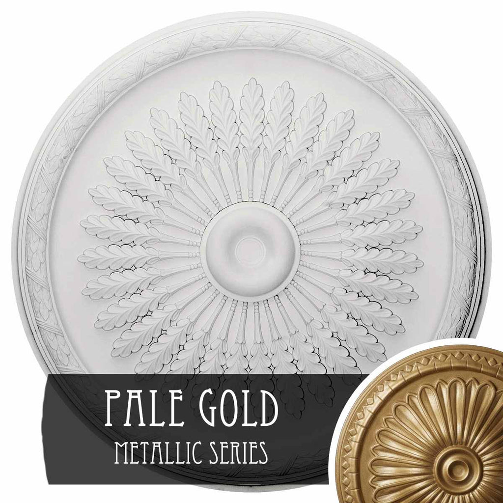 36x22OD x 1 1/2x22P Ceiling Medallion, Hand-Painted Pale Gold J614