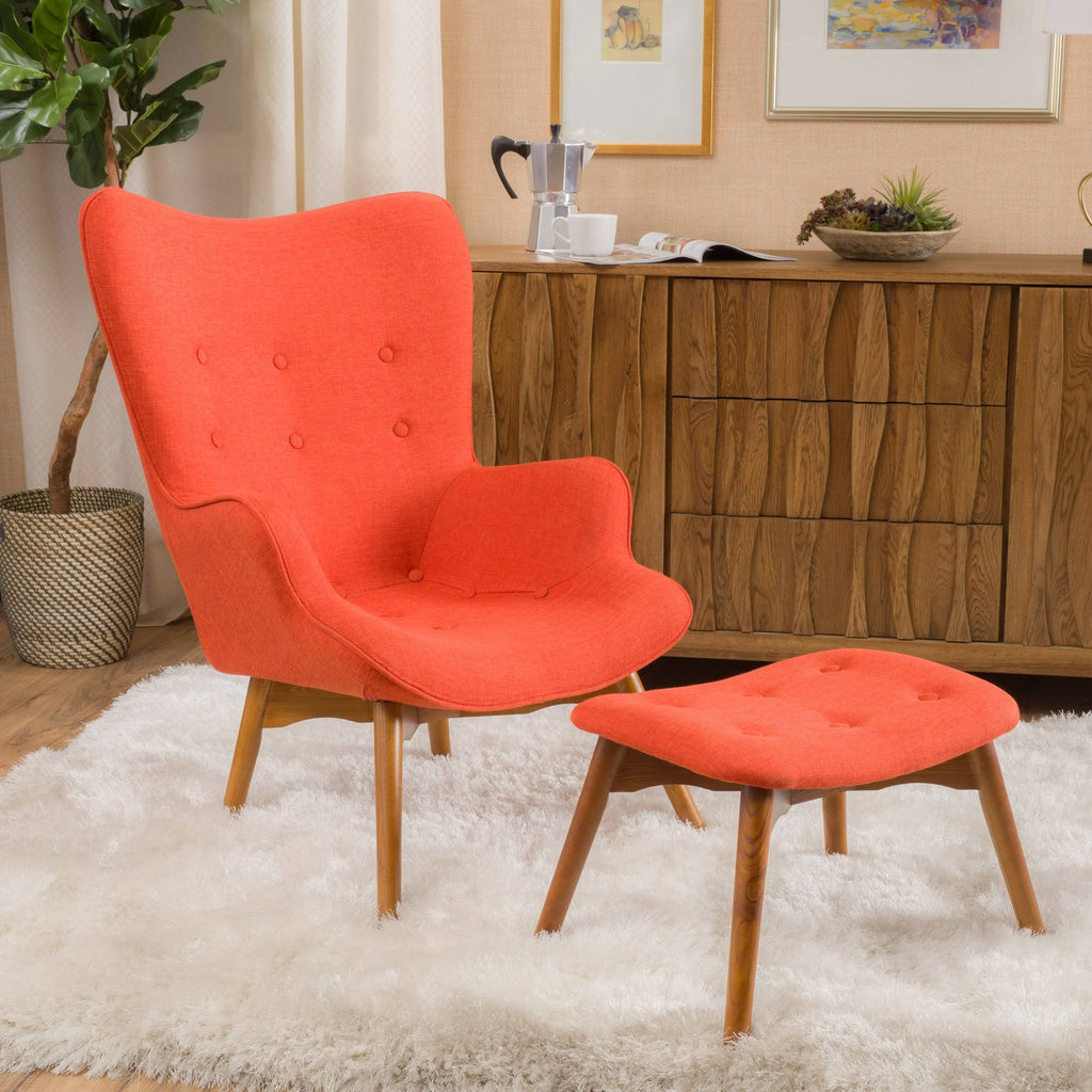 Purple Fabric Contour Chair with Footstool Set C35733