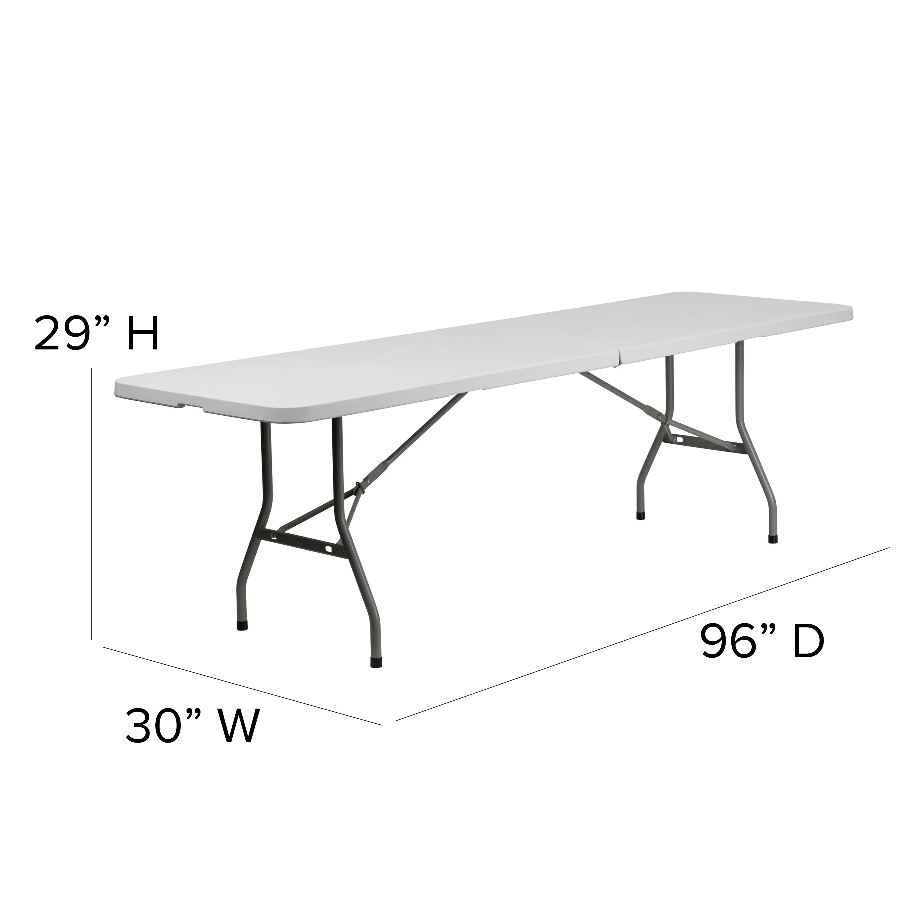 8-Foot Bi-Fold Granite White Plastic Folding Table with Carrying Handle M86786