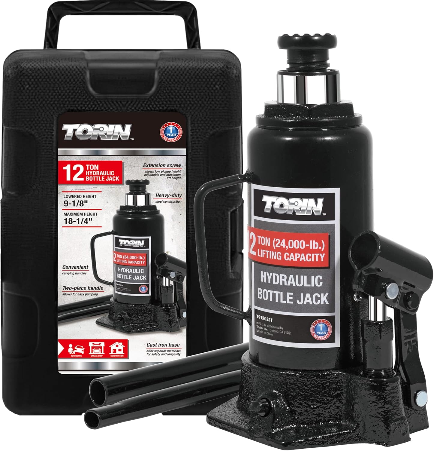 Black Pack of 2 Hydraulic Bottle Jack E893247