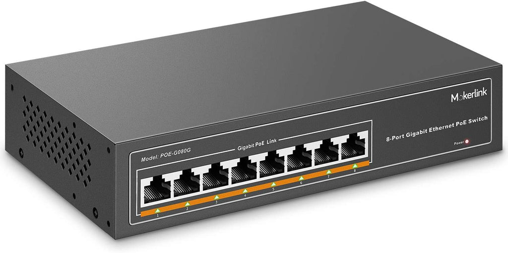 8 Port Gigabit PoE Switch, 120W, Metal Fanless Unmanaged, Pack of 2 R3392