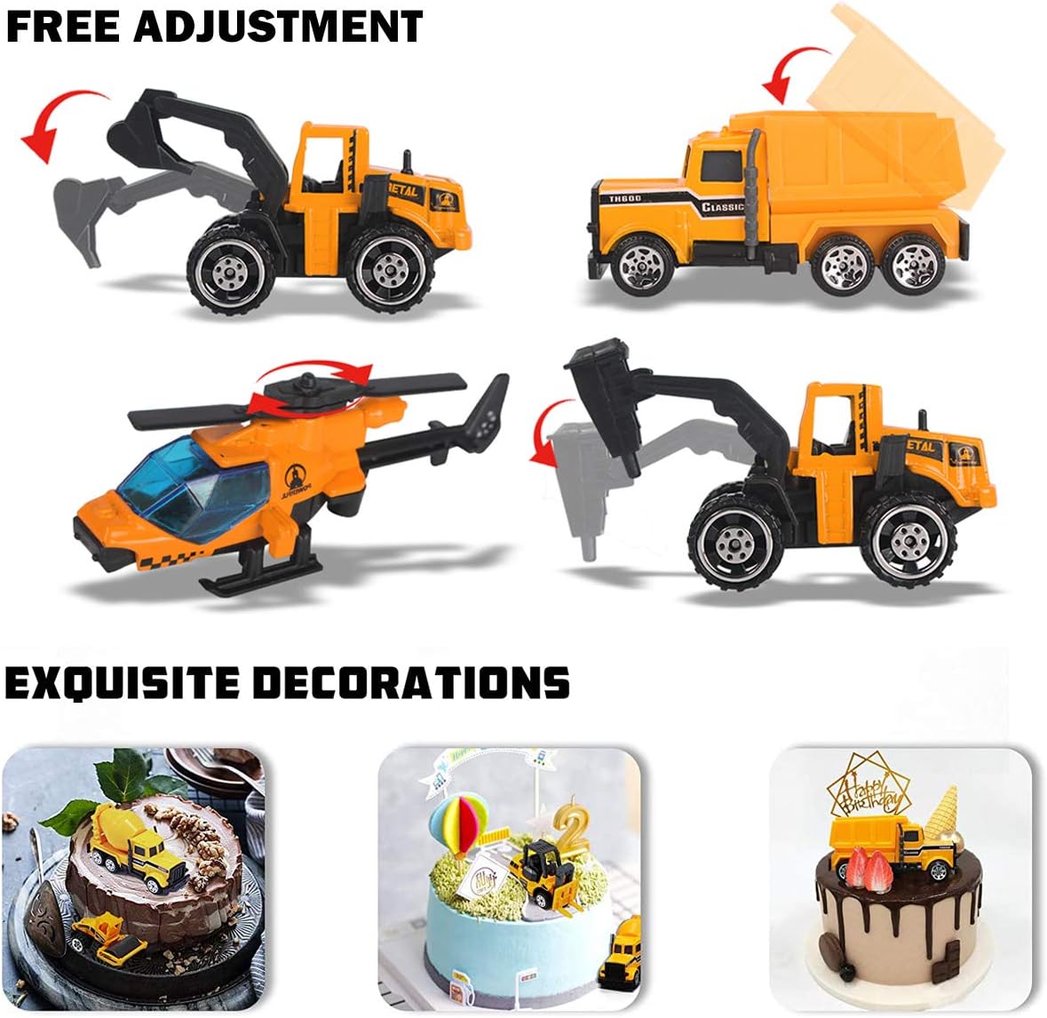11 in 1 Die-cast Construction Trucks Playset with Carrier Truck W486
