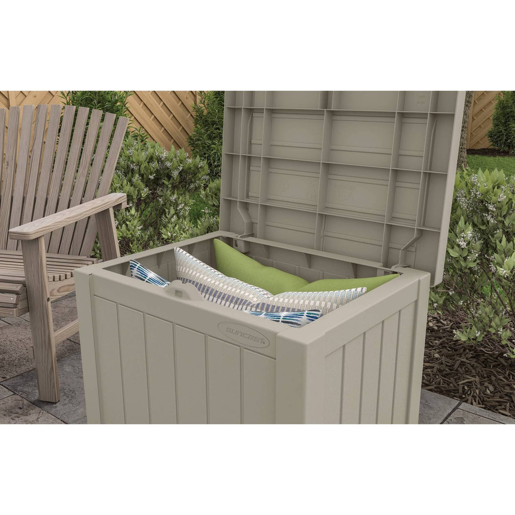 22 Gallon Resin Deck Storage Box Light Taupe E128733