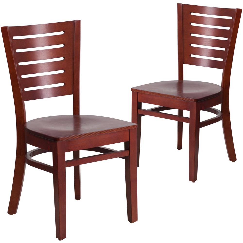 Mahogany Wood Seat Restaurant Chairs (Set of 2) H26284