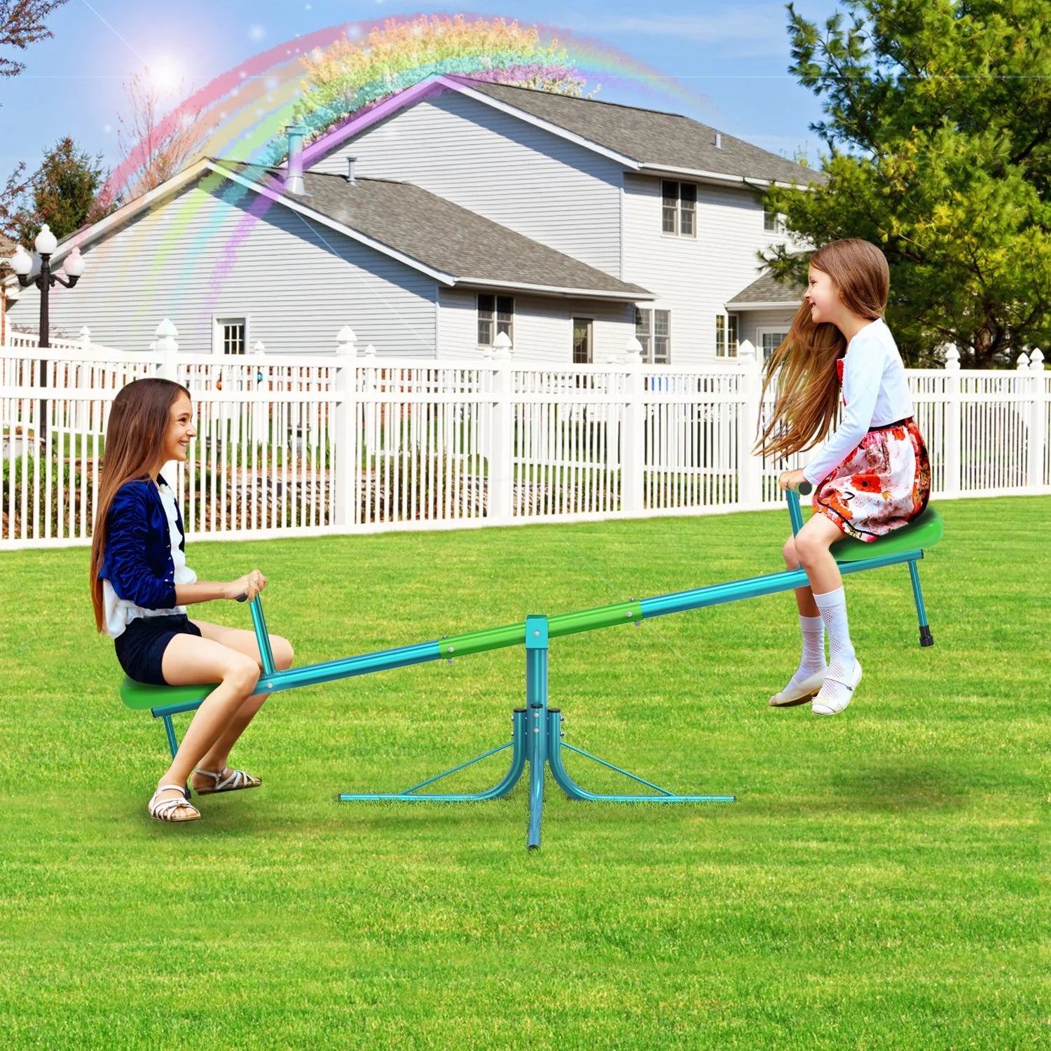 Kids Seesaw Teeter Totter with 360 Degrees Rotation Y294366