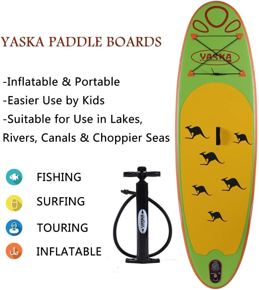 Kids Inflatable Stand Up Paddle Board with Hand Pump, Adjustable Aluminum Floating Paddle, Repair Kit, Rucksack and Bottom Fin D95527