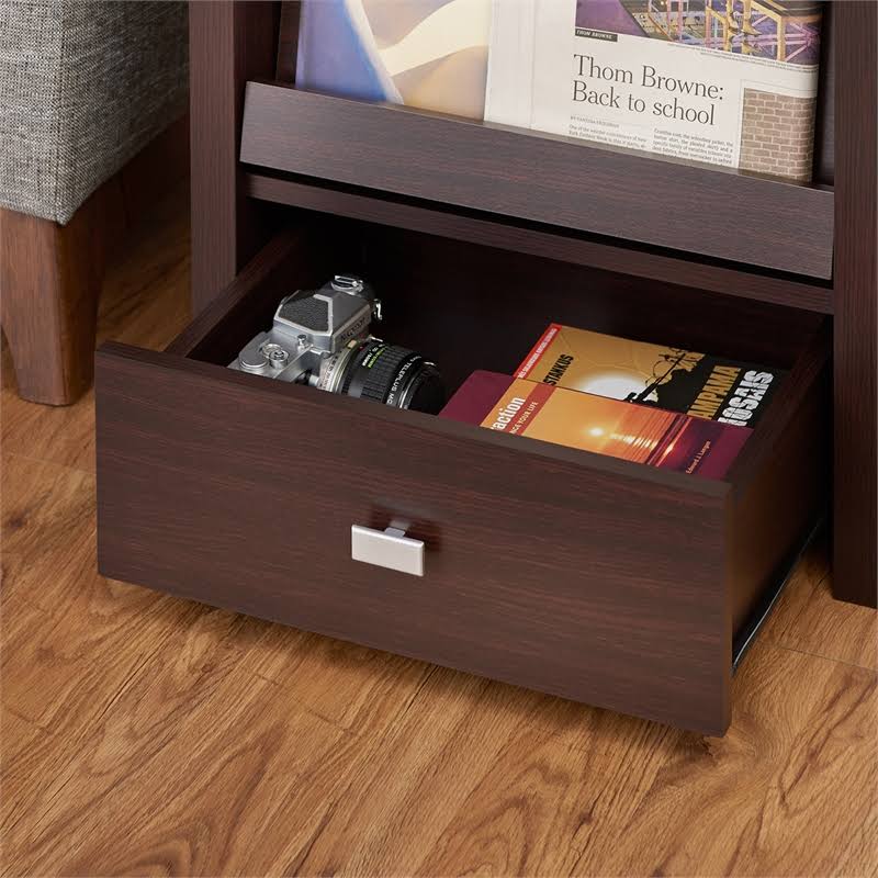 Walnut Open Shelf End Table Q68391