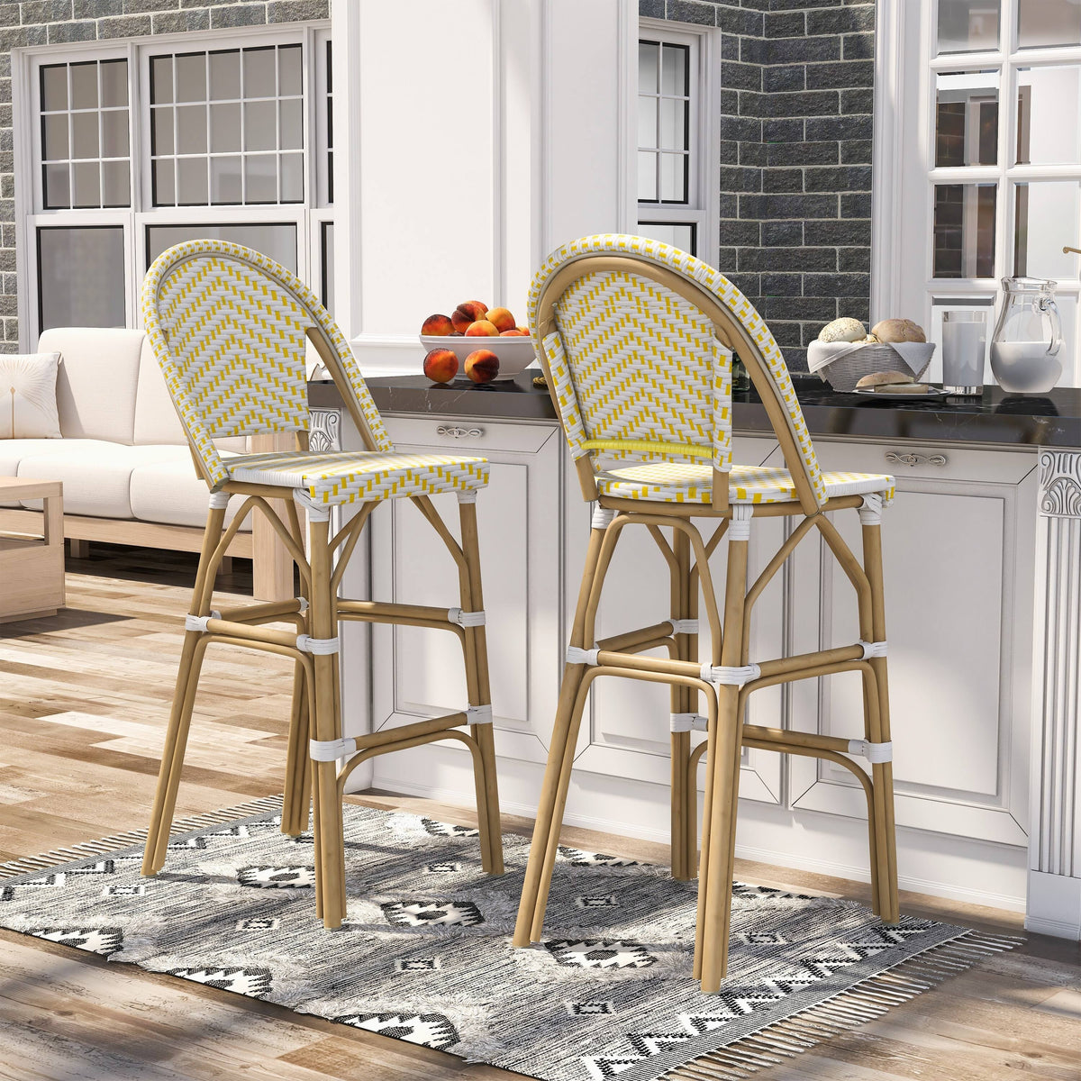 Natural Tone Patio Bar Chairs (Set of 2) Q21302