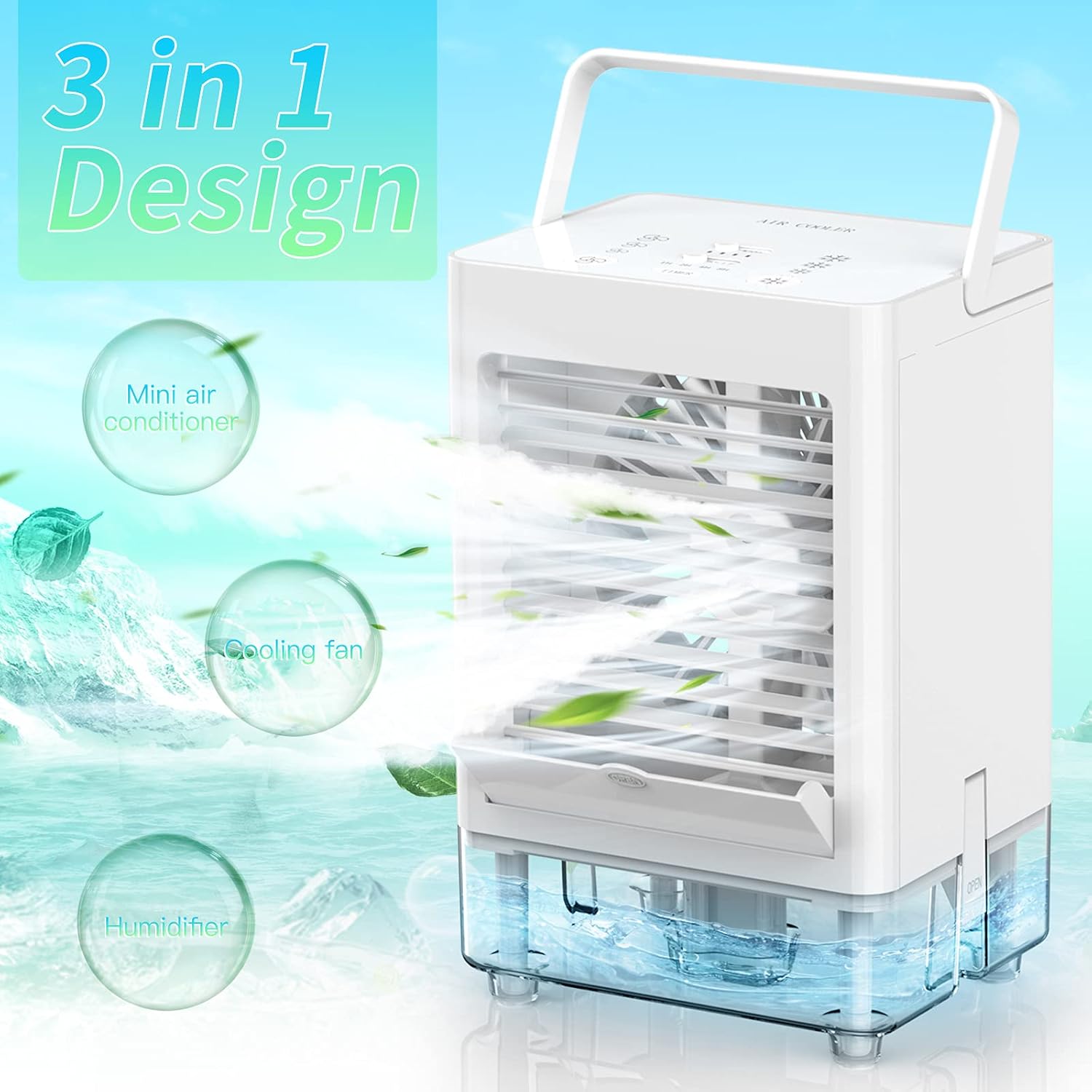 Portable Evaporative Air Cooler Fan, 5000mAh Rechargeable, Pack of 2 B889949
