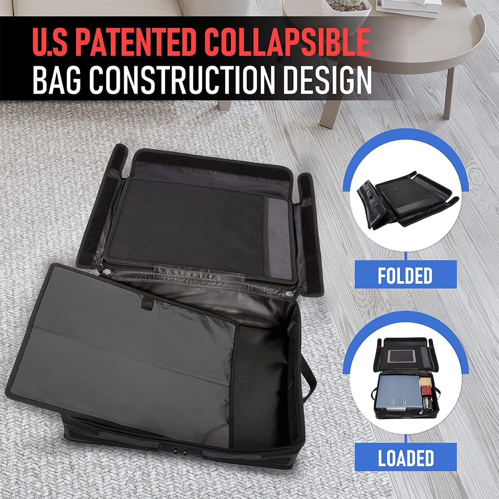 Fireproof Document Organizer Bag with Lock, 3-Layer File Storage Box, Waterproof File Holder, 17.5 x 13 x 5” K560