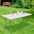 White Folding Plastic Dining Table with Handle S756155